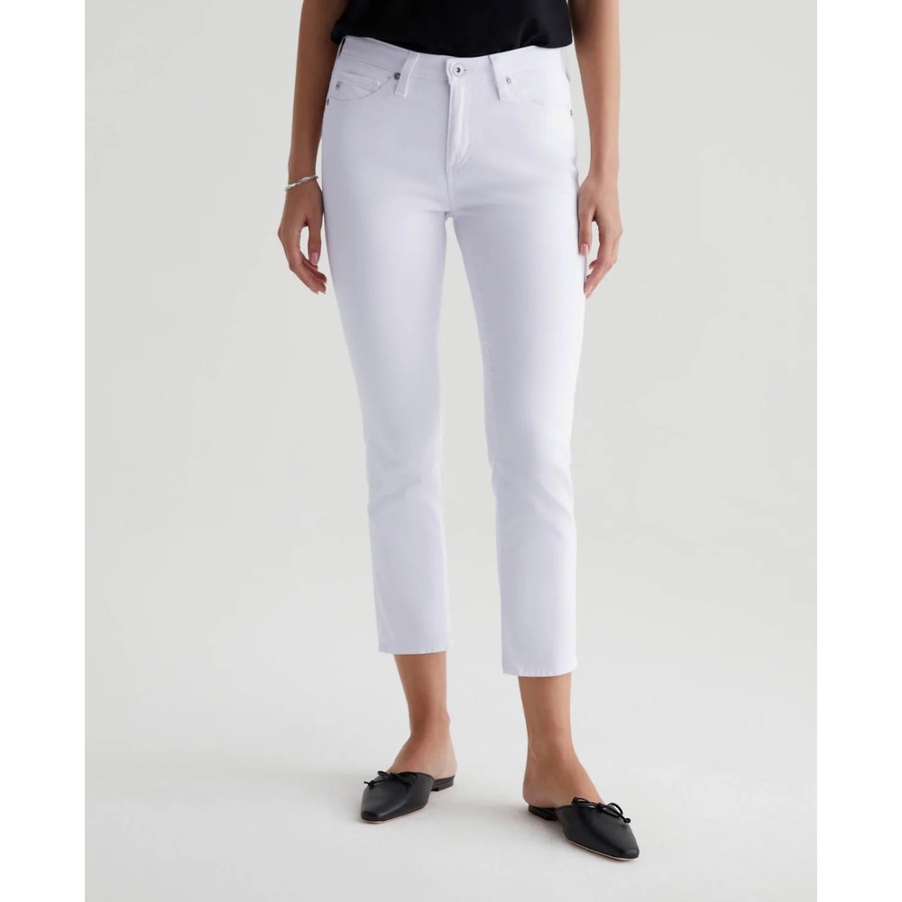 AG Adriano Goldschmied The Prima Crop Pearl White Cigarette Jeans Size 26